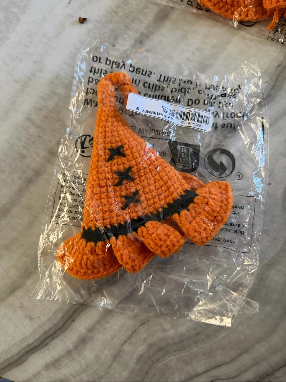 Orange Crochet Witch Hat Dog Costume - Pet Halloween Accessory New!